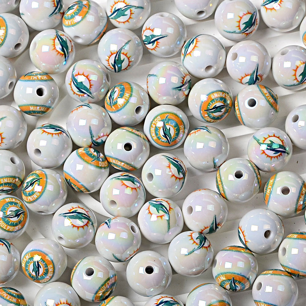 100Pcs 16MM American NFL32 football teams printed round beads DIY double-sided printed bead pen car hanging mobile phone with