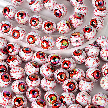 100Pcs 16mm Halloween Personalized Plated UV Colorful Horror Eyeball Beads DIY Handmade Beaded Loose Ball Pen Mobile Phone Chain Accessories