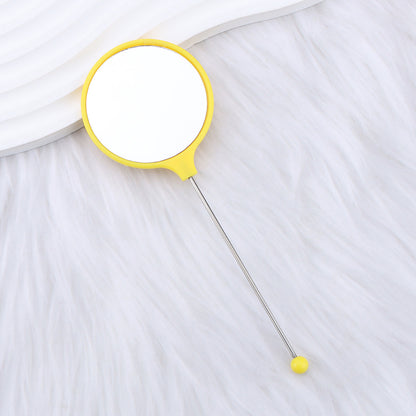 Handheld round makeup mirror high definition student portable makeup ins wind mini handle small mirror spot