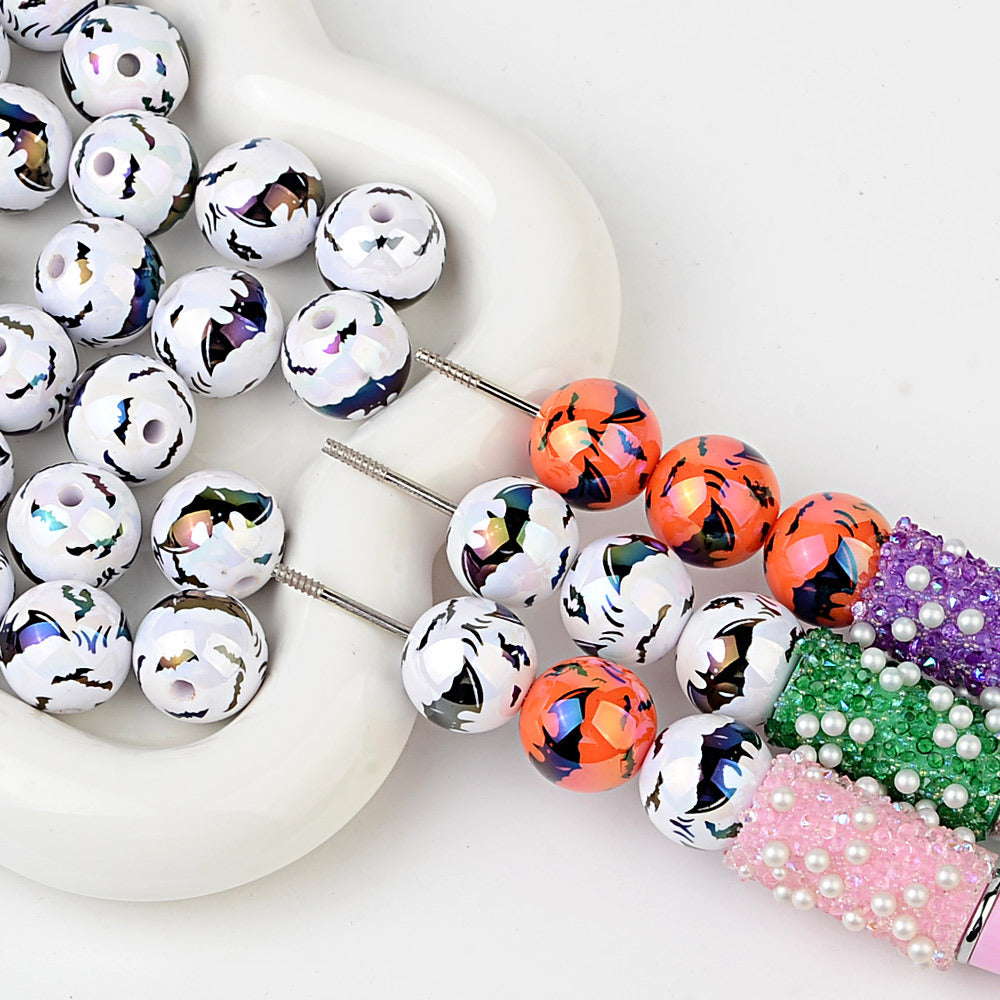 16Mm acrylic UV plated Halloween bat beads DIY handmade beaded pen mobile phone chain accessories