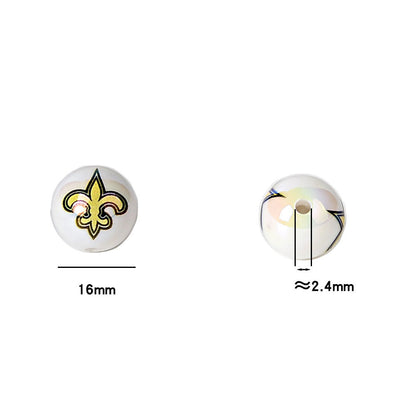 100Pcs 16MM American NFL32 football teams printed round beads DIY double-sided printed bead pen car hanging mobile phone with