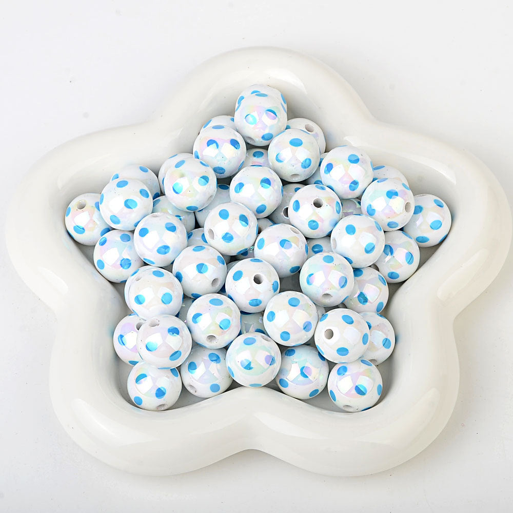 100Pcs hot-selling printing color dot through-hole beads DIY handmade bead pen mobile phone chain car pendant accessories wholesale