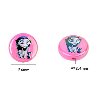 100Pcs Halloween Elements Zombie Bride Character Printing Straight Hole Flat Bead DIY Mobile Phone Bead Pen Handmade Ornament Accessories