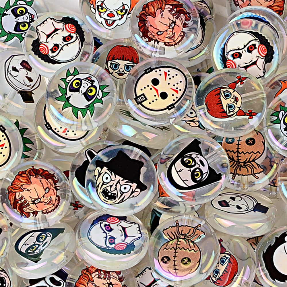 100Pcs Halloween elements luminous horror character avatar printing acrylic flat DIY handmade jewelry accessories wholesale