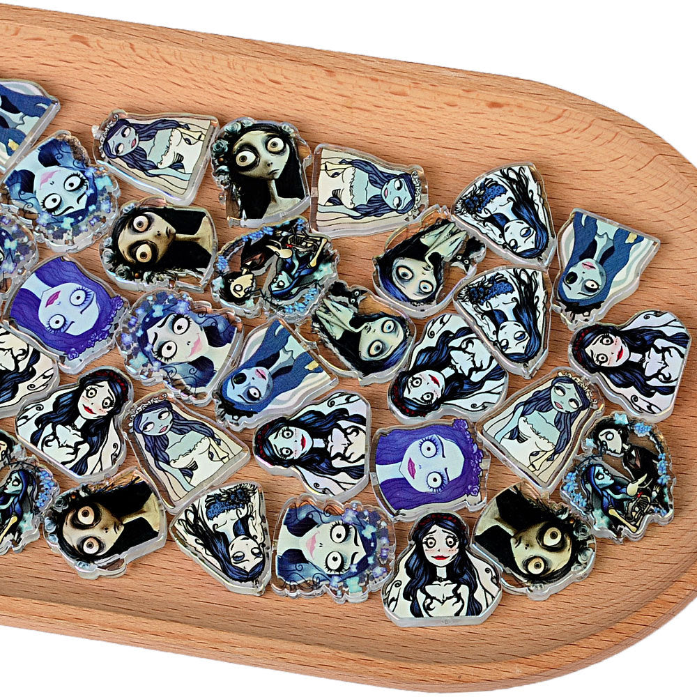 100Pcs Halloween Elements Zombie Bride Through Hole Acrylic Sheet Bead DIY Keychain Pendant Accessories Wholesale