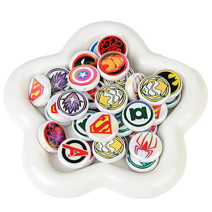 100Pcs 24mm double-sided print Marvel superhero straight hole disc beads DIY mobile phone chain ornament bead pen accessories