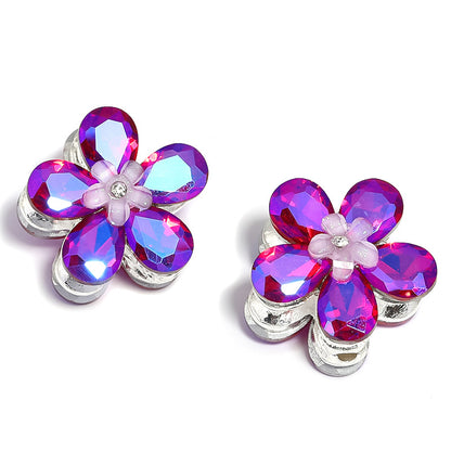 10pcs diy alloy accessories rhinestone Mickey head five petal flower through hole beads can be strung pen mobile phone chain beading accessories