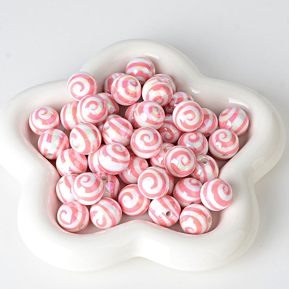 100Pcs 16mm straight hole lollipop beaded colored spiral loose beads DIY mobile phone chain beaded pen material accessories wholesale