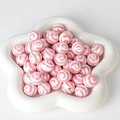 100Pcs 16mm straight hole lollipop beaded colored spiral loose beads DIY mobile phone chain beaded pen material accessories wholesale