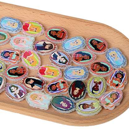 100Pcs retro photo frame shape through hole acrylic piece beads fairy tale girl pattern beaded jewelry accessories wholesale in bulk