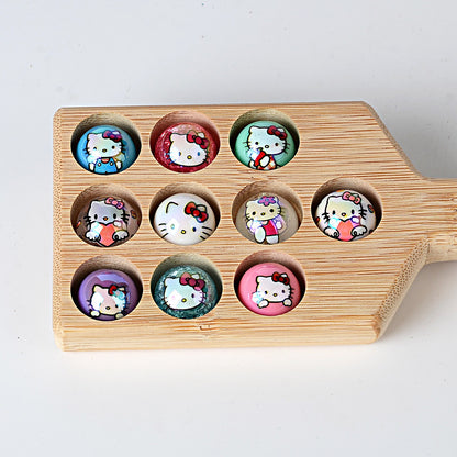 100Pcs printed Sanrio Hello Kitty hallo KT straight hole round beads DIY jewelry loose beads mobile phone chain bead pen accessories