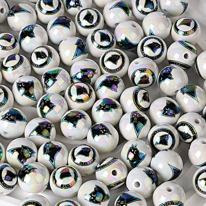 100Pcs 16MM American NFL32 football teams printed round beads DIY double-sided printed bead pen car hanging mobile phone with