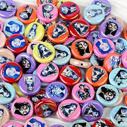 100Pcs Printed Halloween Theme Emily Victor Character Straight Hole Beads DIY Handmade Necklace Bead Pen Accessories