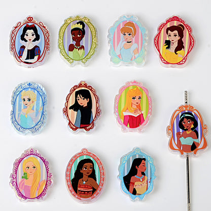 100Pcs retro photo frame shape through hole acrylic piece beads fairy tale girl pattern beaded jewelry accessories wholesale in bulk
