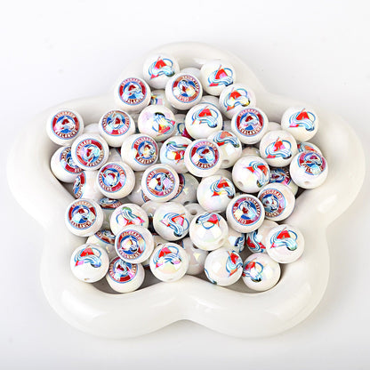 100Pcs US 32 NHL Ice Hockey Teams Printed Beads Beaded DIY Keys Mobile Phone Chain Handmade Jewelry Accessories Spot