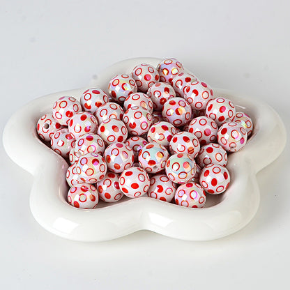 100Pcs 16mm color-plated bubble dot circle printing beaded DIY bead pen mobile phone chain keychain car hanging and other accessories