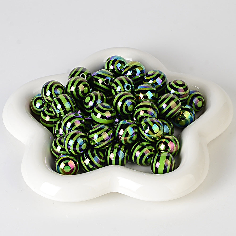 100Pcs 16mm acrylic plated colored circle lollipop straight hole round bead DIY bead pen keychain jewelry accessories loose beads