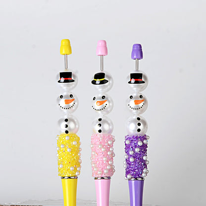 100Pcs Christmas doll snowman round beads DIY mobile phone keychain bead pen earrings jewelry accessories materials