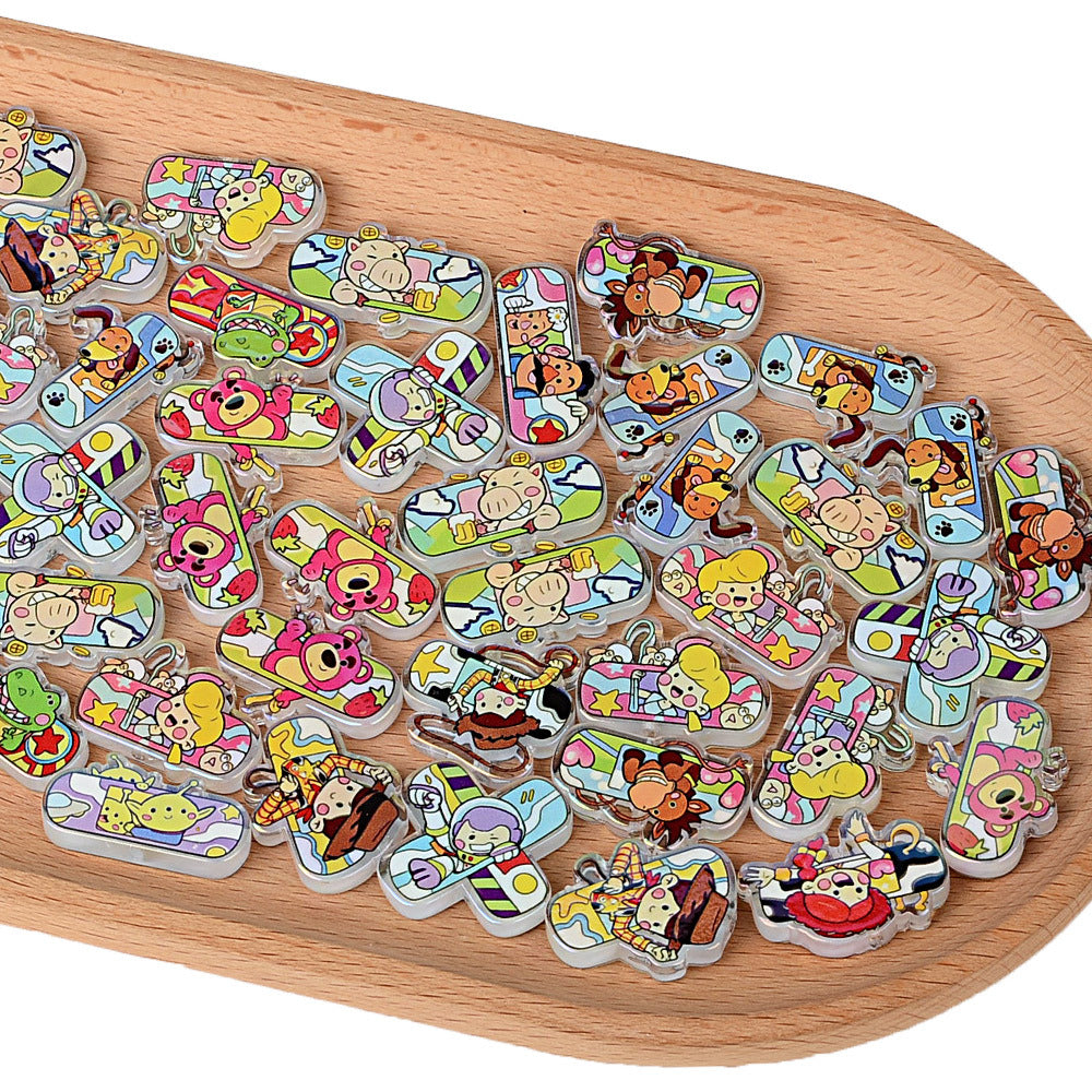 100Pcs Cartoon Toy Story Acrylic Skateboard Patch Beads Buzz Woody DIY Earrings Keychain Accessories