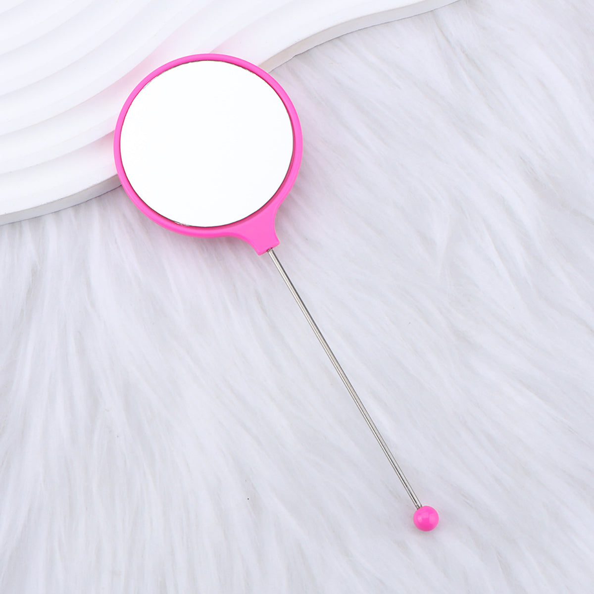 Handheld round makeup mirror high definition student portable makeup ins wind mini handle small mirror spot