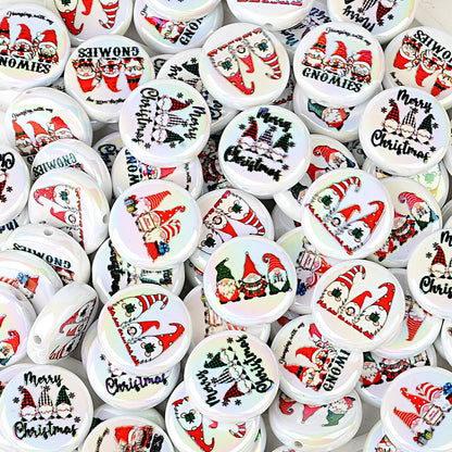100Pcs Christmas themed acrylic flat beads Santa snowman Christmas tree gingerbread man DIY handmade accessories wholesale