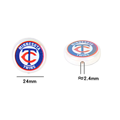 100Pcs 24mm American MLB Major Baseball League Printed Beaded Disc Beads DIY Handmade Pen Mobile Phone Chain Accessories