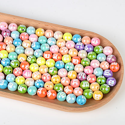100Pcs simulation color m bean beaded acrylic plated beads DIY bracelet necklace bag chain key chain beaded accessories