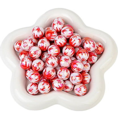 100Pcs Halloween Funny Blood Handprint Straight Hole Acrylic Bead DIY Mobile Phone Chain Keychain Bead Pen Accessories