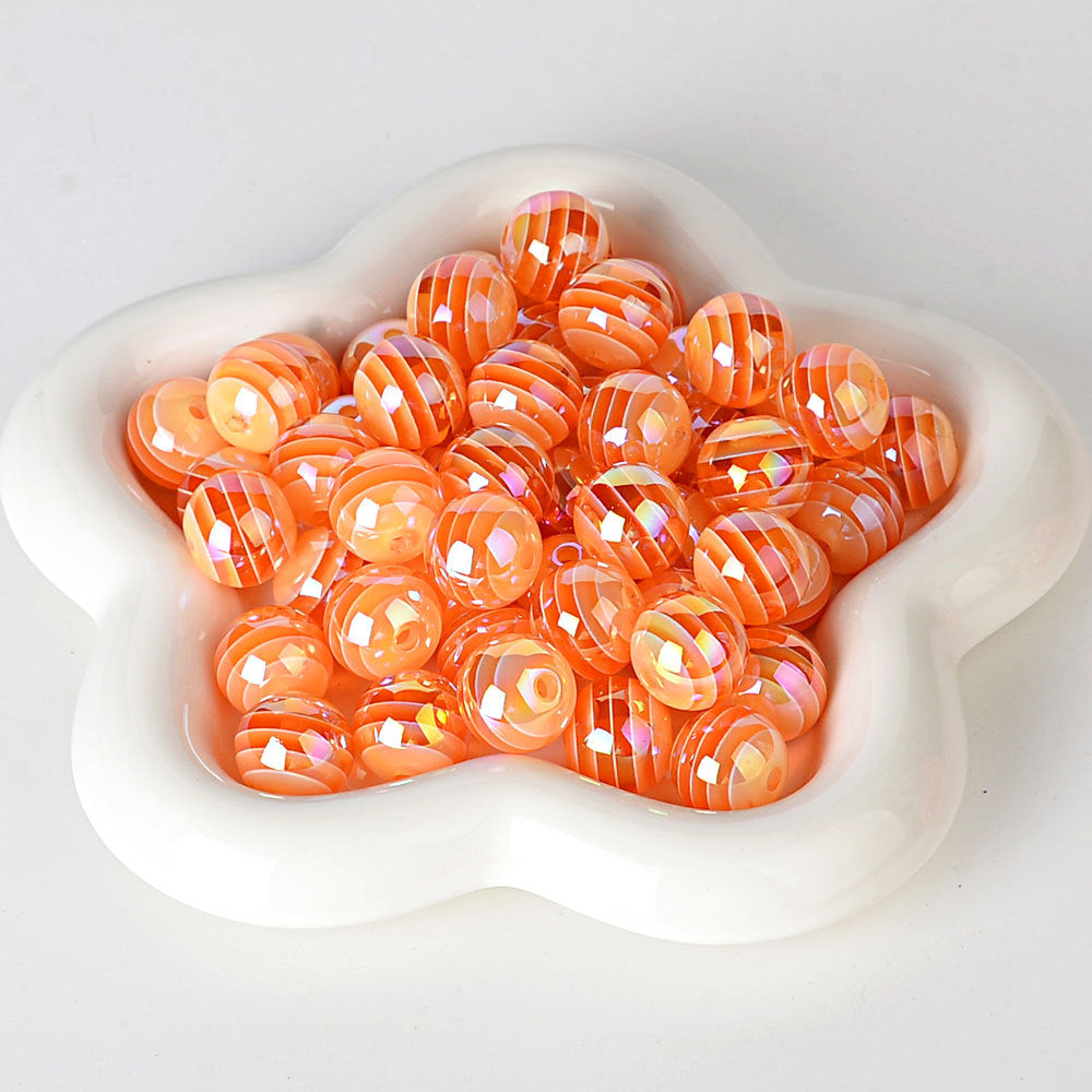 100Pcs 16mm jelly candy color striped beads color beads loose beads DIY handmade bead pen mobile phone chain material accessories