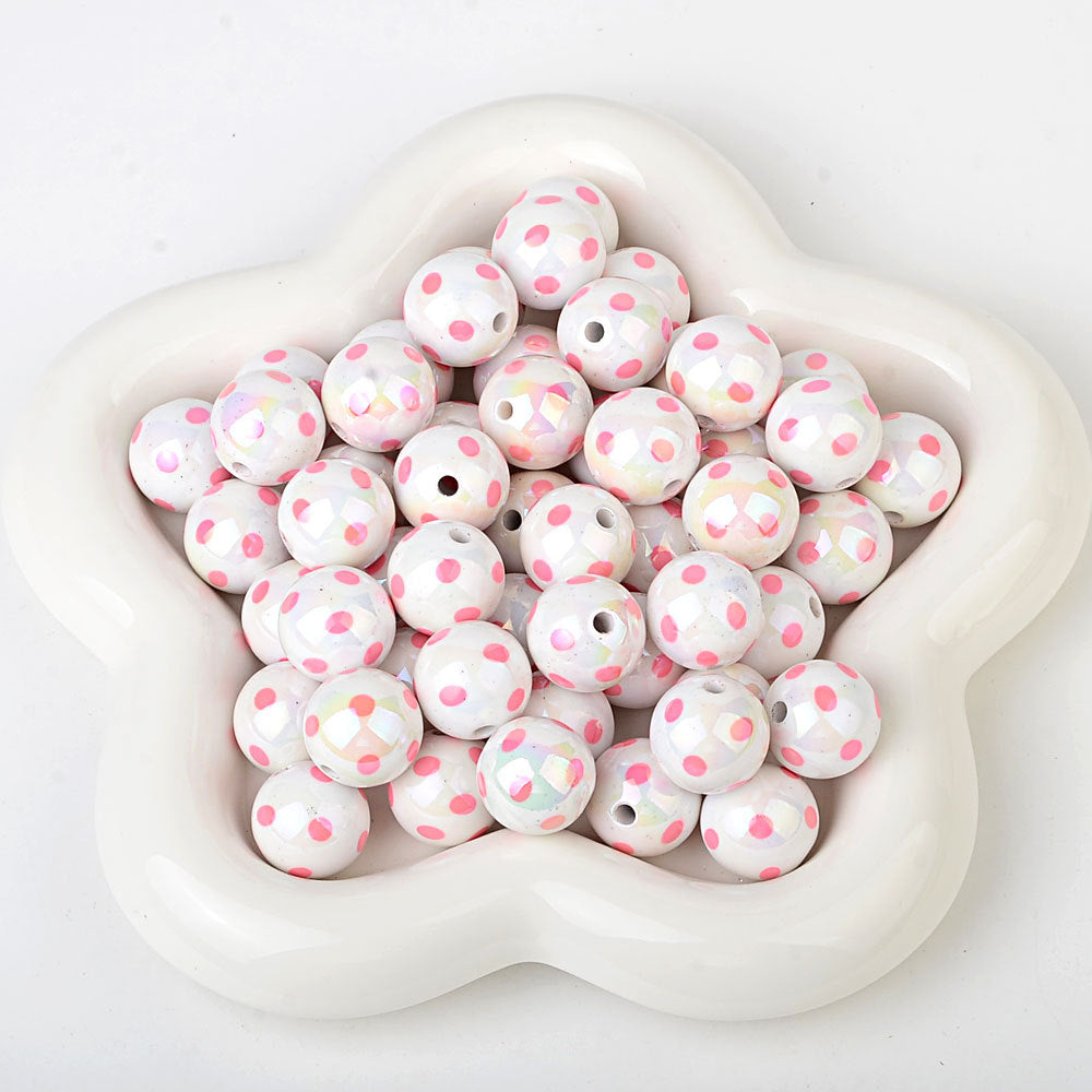 100Pcs hot-selling printing color dot through-hole beads DIY handmade bead pen mobile phone chain car pendant accessories wholesale