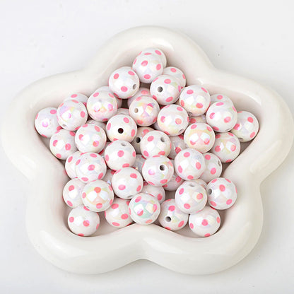 100Pcs hot-selling printing color dot through-hole beads DIY handmade bead pen mobile phone chain car pendant accessories wholesale