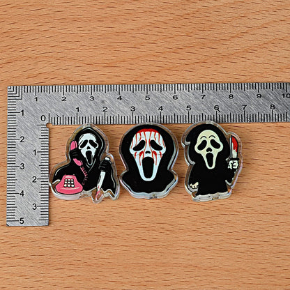 100Pcs Scream Halloween Horror Grimace Acrylic Sheet Bead DIY Printed Bead Pen Mobile Phone Chain Accessories