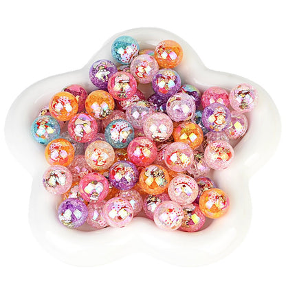 100Pcs UV strawberry girl printed beads DIY bead pen mobile phone chain keychain car hanging, etc. With DIY bracelet loose beads