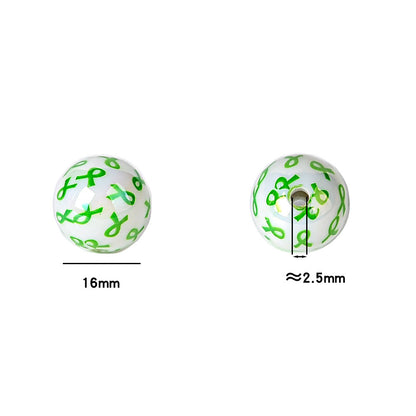 100Pcs cross-border color ribbon printing straight hole round beads DIY mobile phone chain bracelet necklace color plating accessories material wholesale