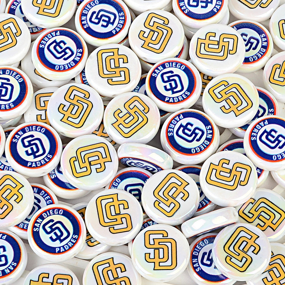 100Pcs 24mm American MLB Major Baseball League Printed Beaded Disc Beads DIY Handmade Pen Mobile Phone Chain Accessories