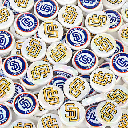 100Pcs 24mm American MLB Major Baseball League Printed Beaded Disc Beads DIY Handmade Pen Mobile Phone Chain Accessories