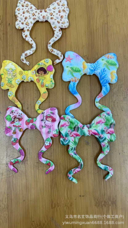70*59mm双面印花飘带蝴蝶结燕尾蝴蝶结竖孔diy咕笔串珠笔包挂配件