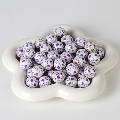 100Pcs 16mm color-plated bubble dot circle printing beaded DIY bead pen mobile phone chain keychain car hanging and other accessories