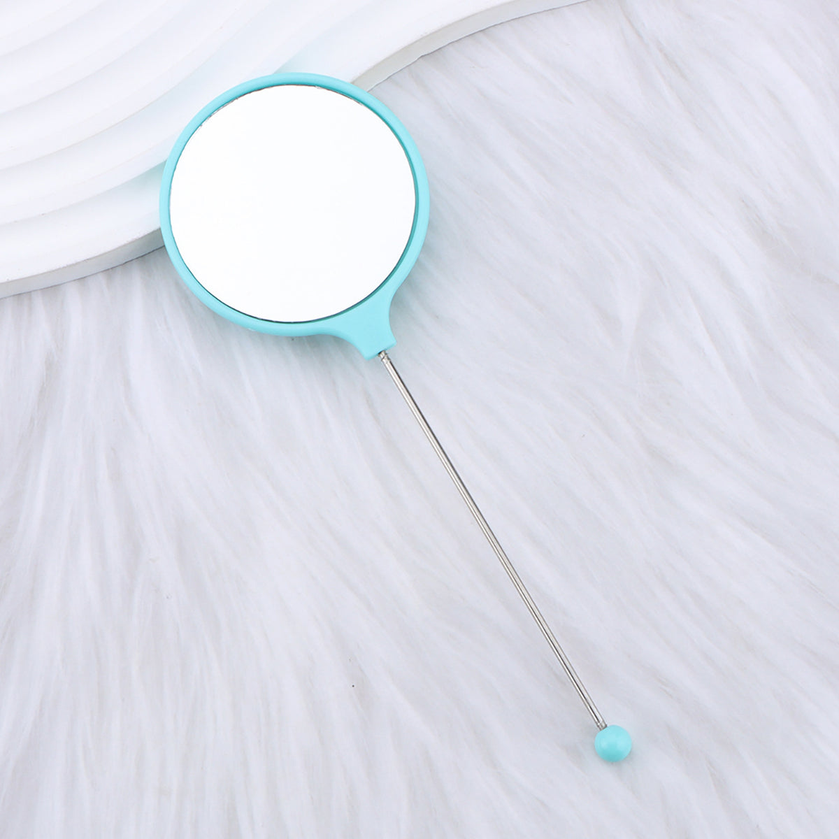 Handheld round makeup mirror high definition student portable makeup ins wind mini handle small mirror spot