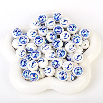 100Pcs US 32 NHL Ice Hockey Teams Printed Beads Beaded DIY Keys Mobile Phone Chain Handmade Jewelry Accessories Spot