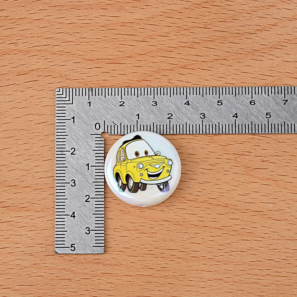 100Pcs acrylic UV plated color cartoon racing series straight hole flat bead DIY handmade beaded jewelry accessories material