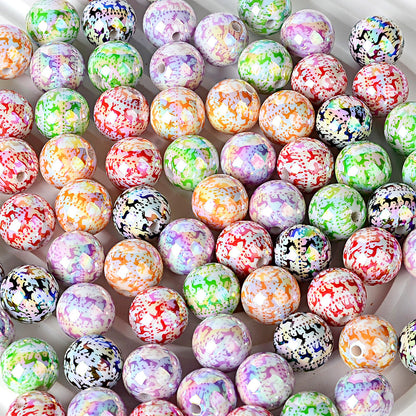 100Pcs 16mm Christmas full print elk acrylic beads DIY handmade beaded earrings bracelet material jewelry accessories