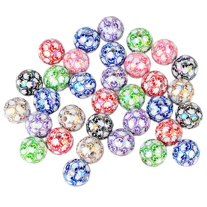 100Pcs Halloween full skull print acrylic round beads DIY mobile phone chain keychain bead pen accessories
