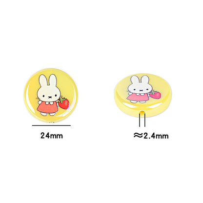 24Mm acrylic disc Miffy rabbit pattern printed round cake bead pen mobile phone chain bag hanging DIY jewelry accessories