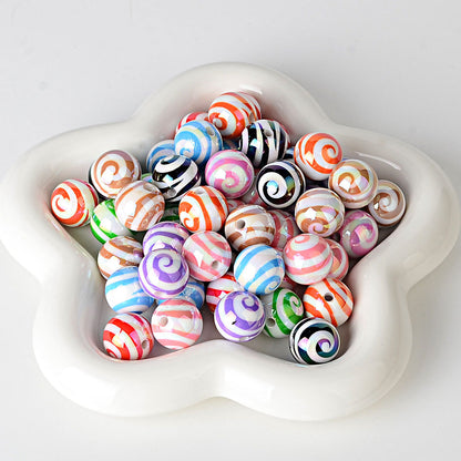 100Pcs 16mm straight hole lollipop beaded colored spiral loose beads DIY mobile phone chain beaded pen material accessories wholesale