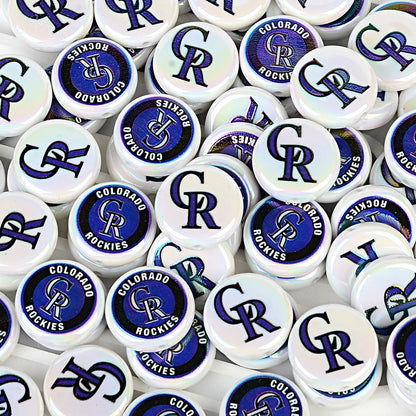 100Pcs 24mm American MLB Major Baseball League Printed Beaded Disc Beads DIY Handmade Pen Mobile Phone Chain Accessories