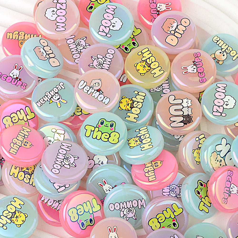 100Pcs UV plated color Korean boy group SEVENTEEN cake beaded DIY beaded pen mobile phone chain keychain jewelry accessories