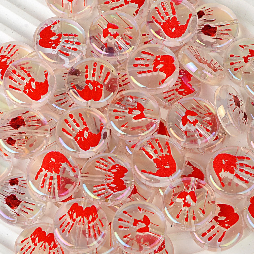 100Pcs luminous acrylic beads blood ghost hands help flat beads dark thriller halloween DIY handmade beaded accessories