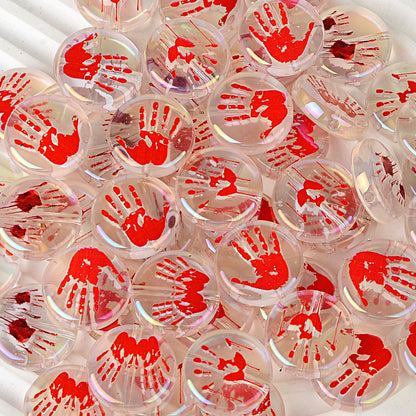 100Pcs luminous acrylic beads blood ghost hands help flat beads dark thriller halloween DIY handmade beaded accessories