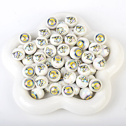 100Pcs US 32 NHL Ice Hockey Teams Printed Beads Beaded DIY Keys Mobile Phone Chain Handmade Jewelry Accessories Spot